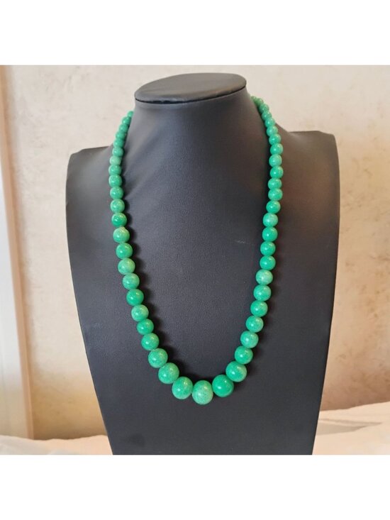 Handmade Jewelry - Vtg Art Deco Czech Peking Glass Graduated Bead Necklace 21" - READ